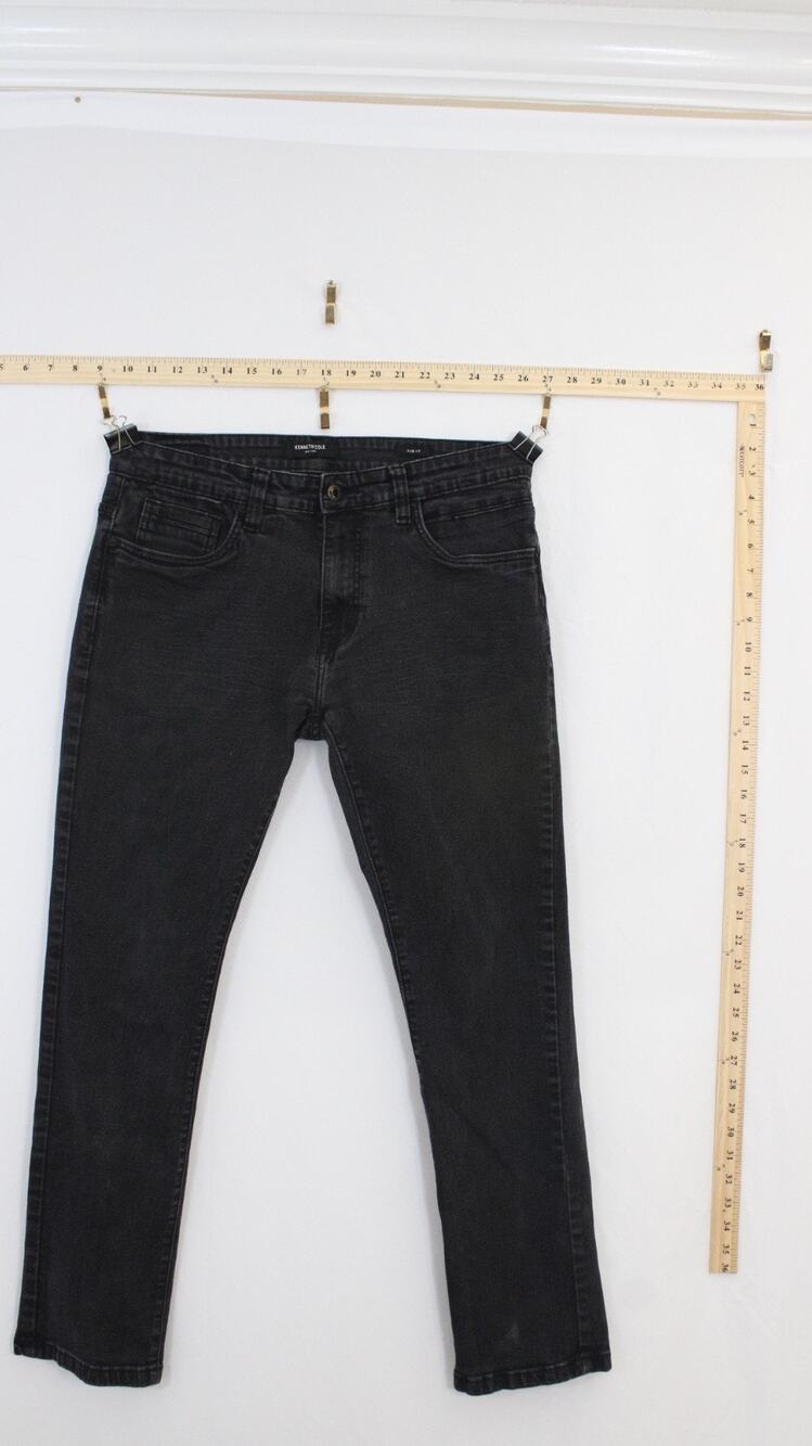 Kenneth Cole New York Men's 32x30 Slim Fit Jeans Denim Black Stretch 5 Pocket